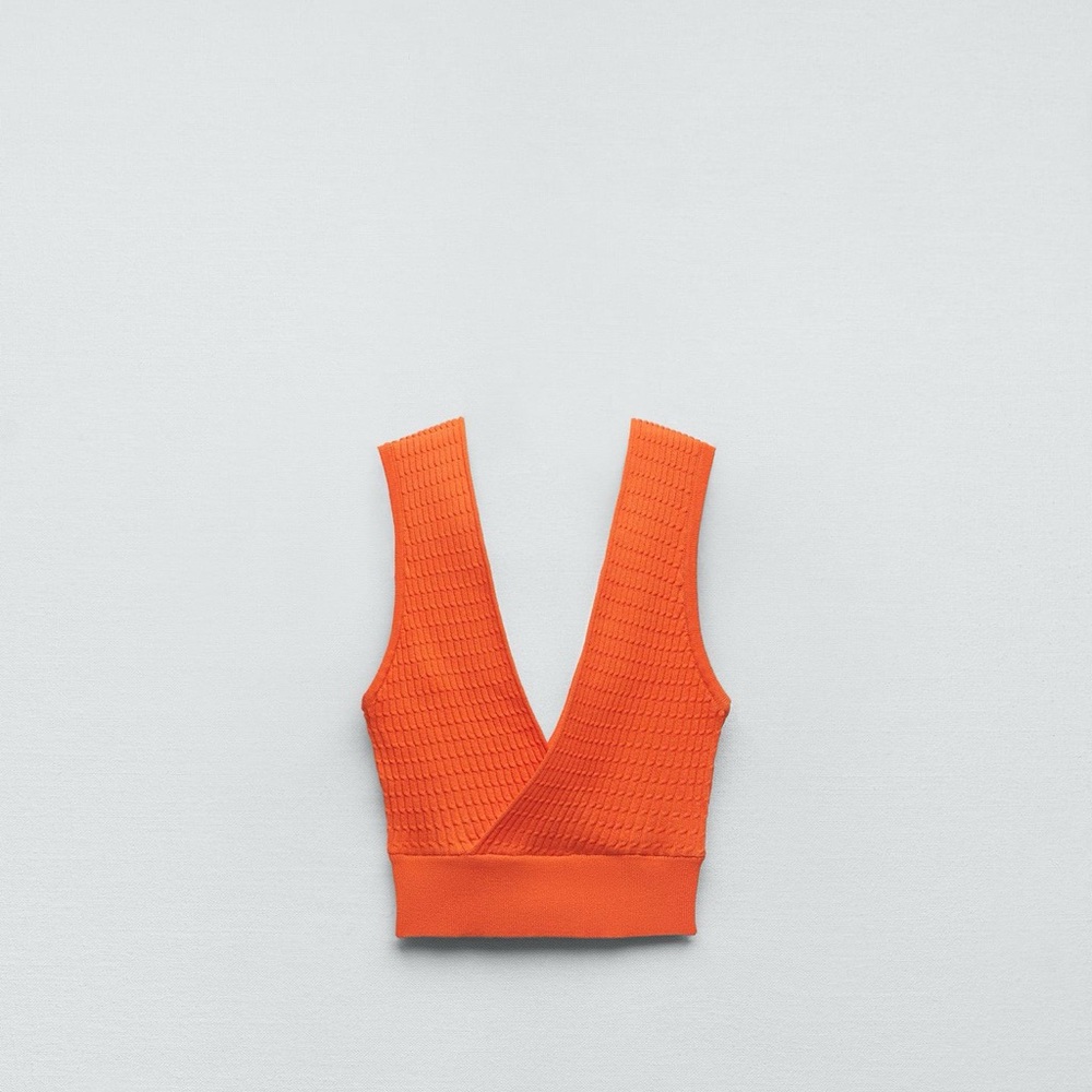 Zara Orange Textured Crop Top, unused!